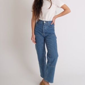 EUC SZ 6 JESSE KAMM PATCHFRONT HANDY PANTS BLUE JAPANESE DENIM